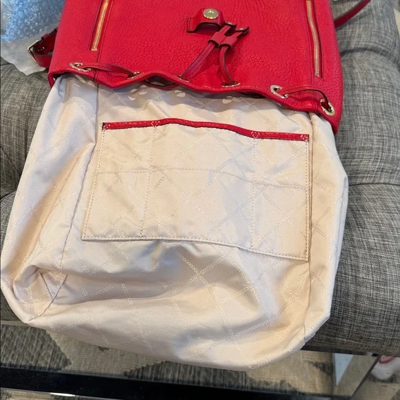 Michael Kors Viv Red Leather Convertible Backpack Crossbody - Picture 10 of 17